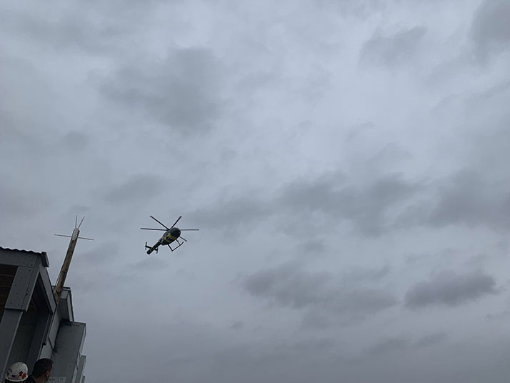 lift helicopter flying in