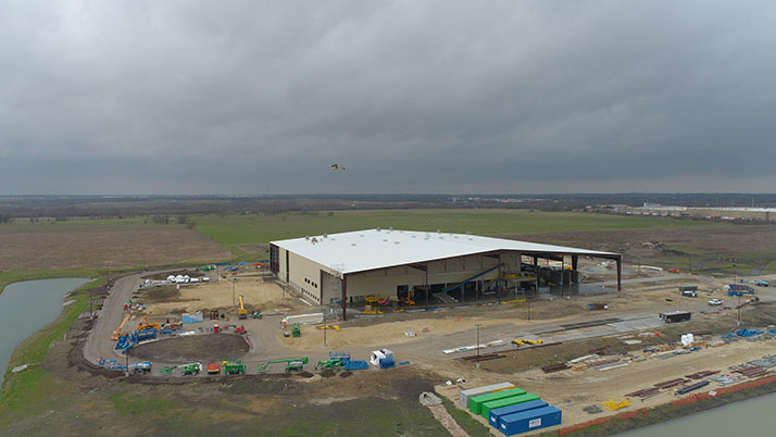 aerial view of the warehouse