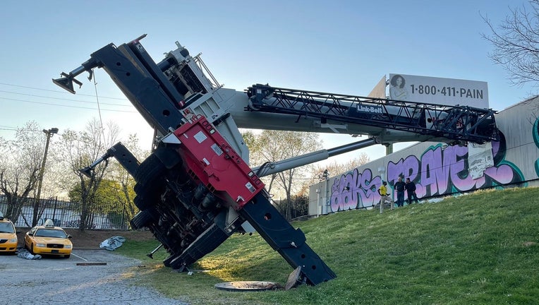 Multi-Ton Heavy Lift Crane Loses Balance, Smashes Into Roof
