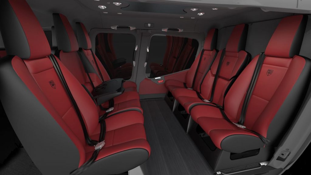 The interior of the 429 is spacious, allowing for multiple configurations and features like a drop-down tray between the seats. Courtesy Bell Textron