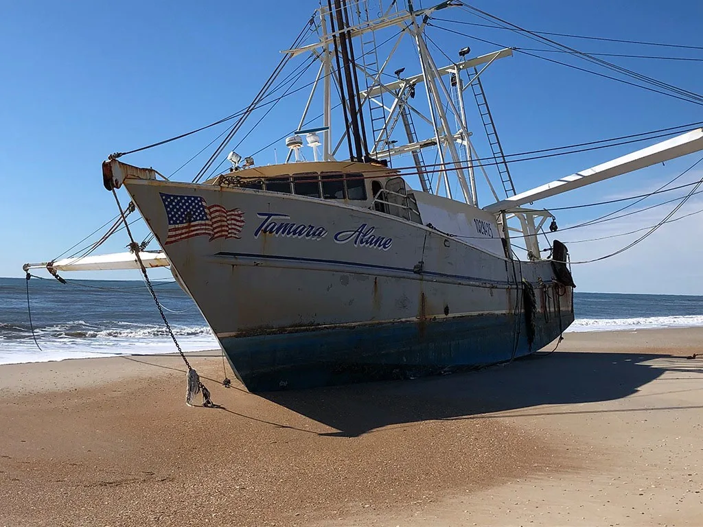 The Tamara Alane beached near Shackelford Banks, North Carolina.