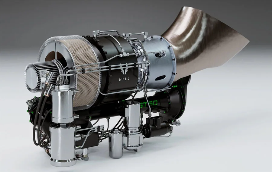 Detailed 3D rendering of the GT50 turbine engine, showcasing its intricate design and advanced engineering features.
