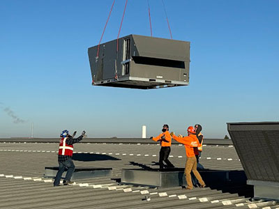 Placing a 2,424 pound HVAC