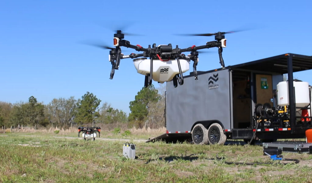 A Fair Lifts XAG-P100 Pro HP Drone Taking Flight to spray against invasive species