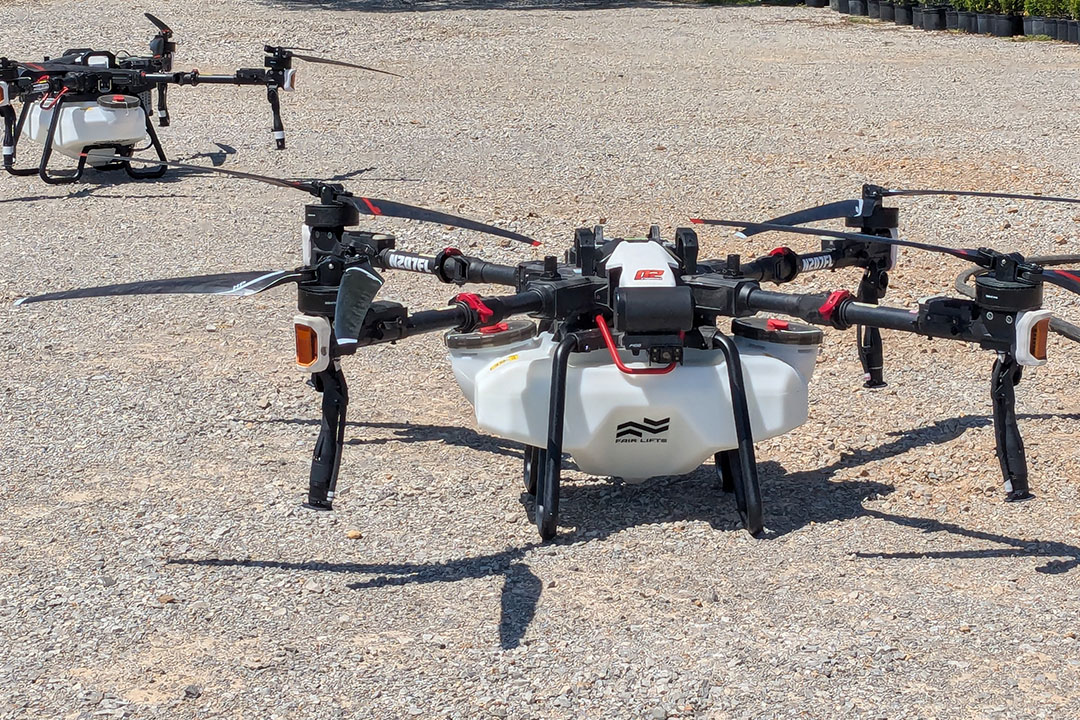 Fair Lifts' XAG P100 HP Drones utilized for solar panel cleaning