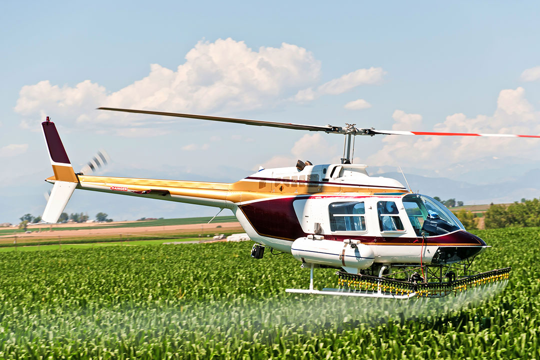 Substantial acreage can be addressed in brief periods of suitable weather, pest life phase, and host plant timing.