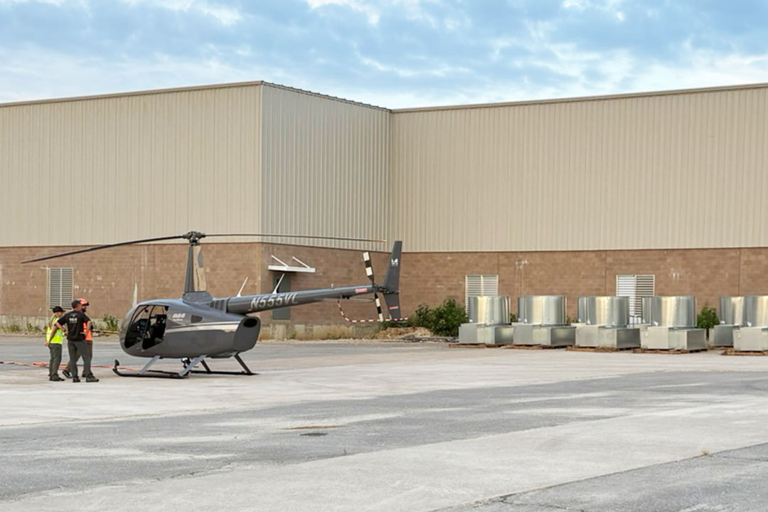 The R66 in the staging area with the RTU's awaiting placement.