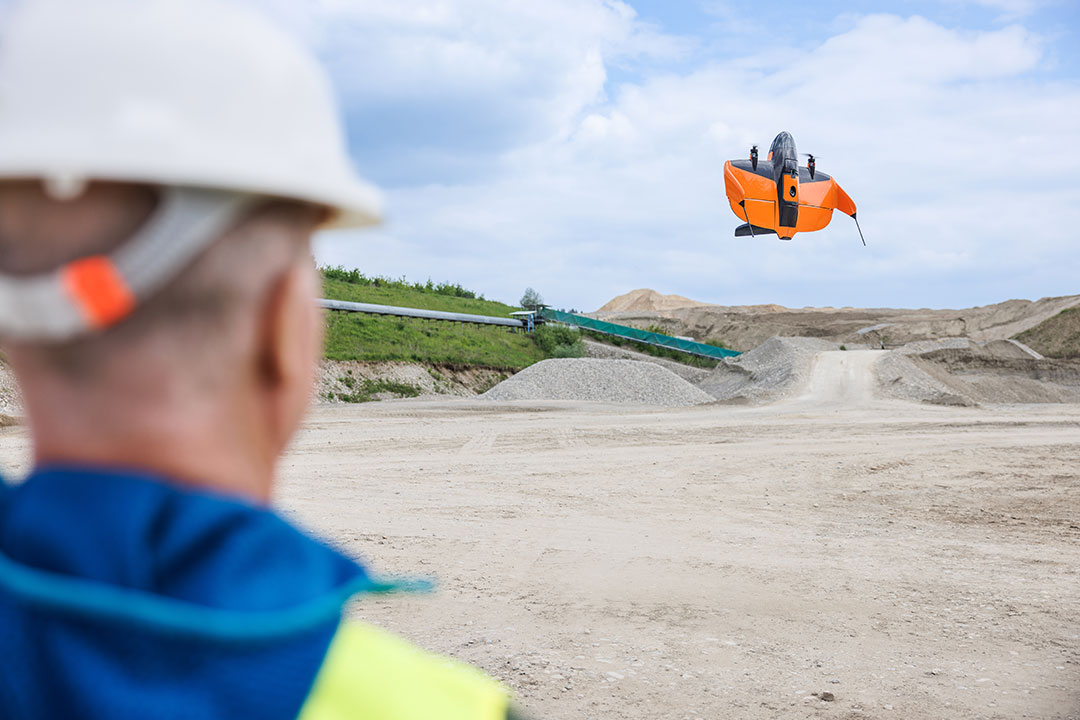 The Wingtra RAY shortly after take-off. | Photo: wingtra.com
