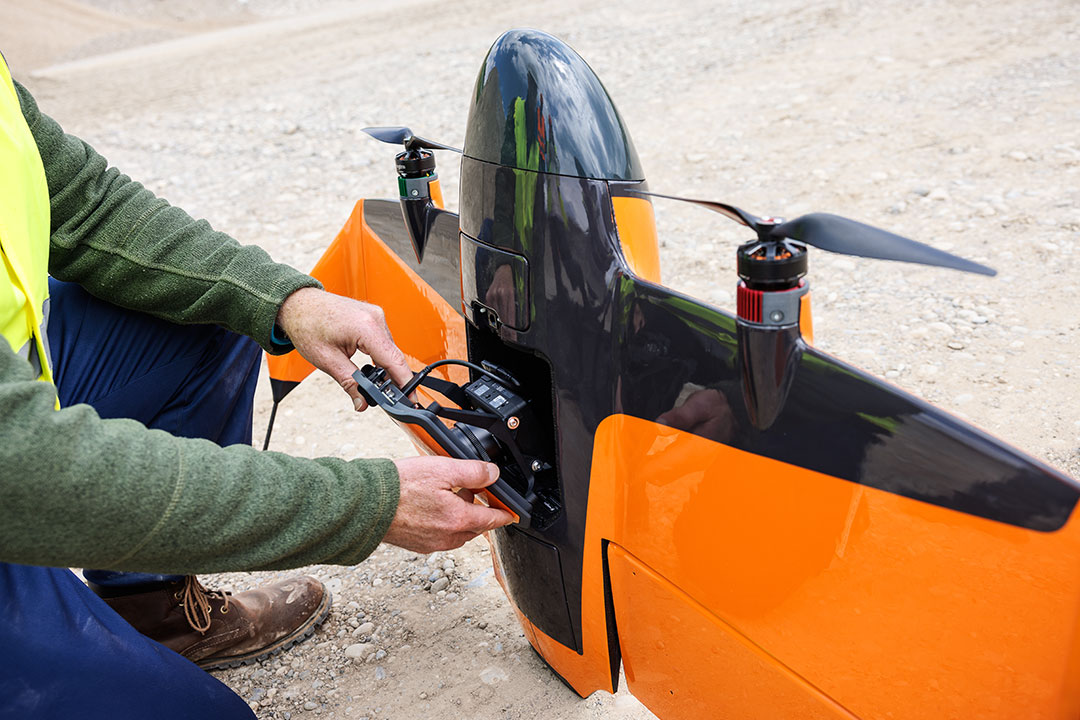 Accessing the onboard camera equipment. | Photo: wingtra.com