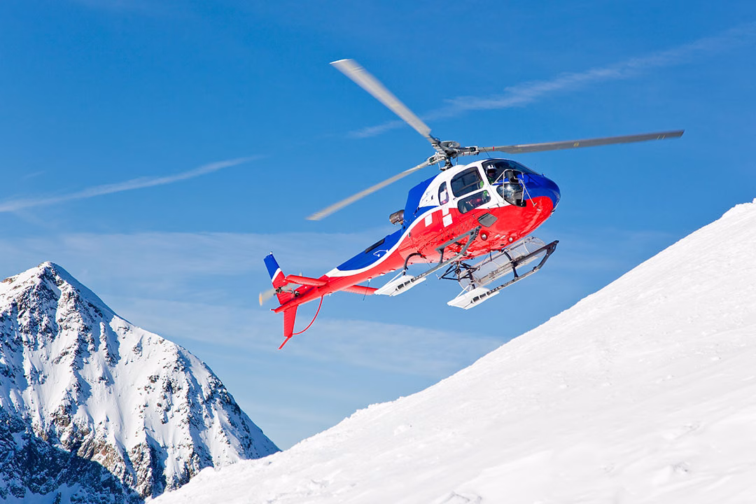 Heli-Skiing Helicopter on landing approach