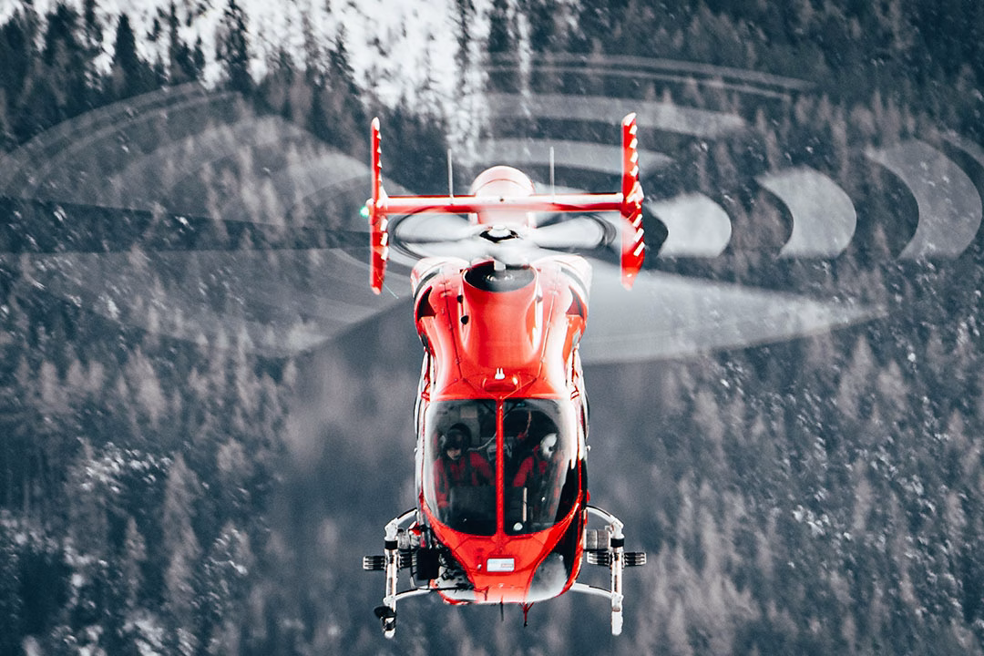 Rescue helicopter in the Austrian Alps