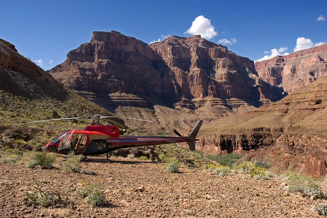 Helicopter at the bottom of the Grand Canyon, Nevada