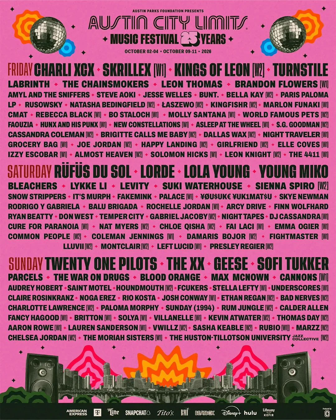 Austin City Limits Music Festival, Austin, October 2-4 and October 9-11
