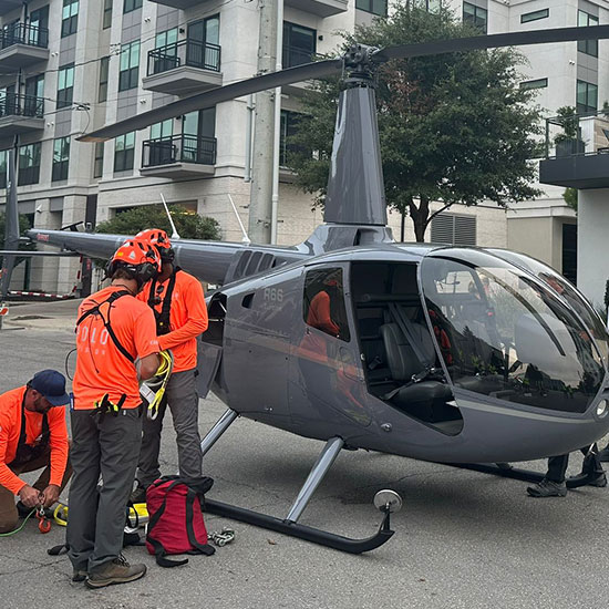 An R44 Helicopter pre-HVAC lift